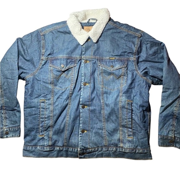 Wrangler Denim Jean Jacket Sherpa Lined Rustic Men's Medium M